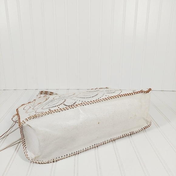 Julie Miles White Leather Cut Out Tote 0008 - Picture 9 of 15